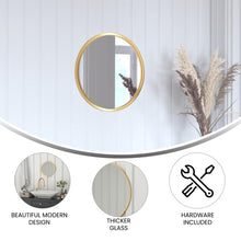 Load image into Gallery viewer, 16" Round Gold Metal Framed Wall Mirror
