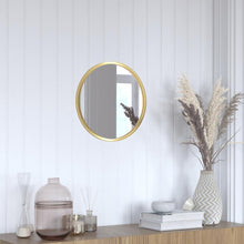 Load image into Gallery viewer, 16" Round Gold Metal Framed Wall Mirror