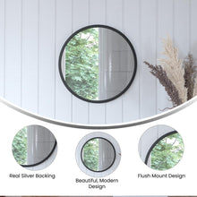 Load image into Gallery viewer, 16" Round Black Metal Framed Wall Mirror
