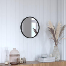 Load image into Gallery viewer, 16" Round Black Metal Framed Wall Mirror