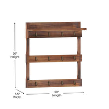 Load image into Gallery viewer, Wooden Wall Mount 12 Cup Mug Rack Organizer, Brown