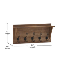 Load image into Gallery viewer, Wall Mounted 24 in Solid Pine Wood Storage Rack with Upper Shelf, Weathered