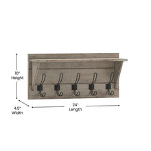 Load image into Gallery viewer, Wall Mounted 24 in Solid Pine Wood Storage Rack with Upper Shelf, Brown