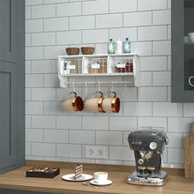 Load image into Gallery viewer, Wall Mounted 24 in Solid Pine Wood Storage Rack with Upper Shelf in Whitewashed