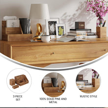 Load image into Gallery viewer, 3 Piece Wooden Organizer Set For Desktop, Table Top, or Vanity in Rustic Brown