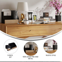 Load image into Gallery viewer, 3 Piece Black Finish Metal and Wood Organizer Set