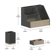 Load image into Gallery viewer, 3 Piece Galvanized Finish Metal and Wood Organizer Set