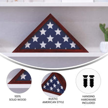Load image into Gallery viewer, Brown Memorial Flag Display Case - Solid Wood Military Flag Display Case