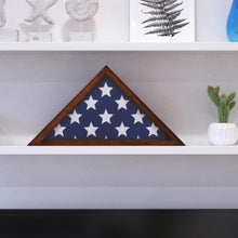 Load image into Gallery viewer, Brown Memorial Flag Display Case - Solid Wood Military Flag Display Case