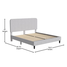 Load image into Gallery viewer, Light Grey King Fabric Upholstered Platform Bed - Headboard with Rounded Edges