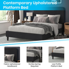 Load image into Gallery viewer, Charcoal Queen Fabric Upholstered Platform Bed - Headboard with Rounded Edges