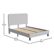 Load image into Gallery viewer, Light Grey Queen Fabric Upholstered Platform Bed - Headboard with Rounded Edges