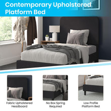 Load image into Gallery viewer, Charcoal Twin Fabric Upholstered Platform Bed - Headboard with Rounded Edges