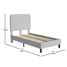 Load image into Gallery viewer, Light Grey Twin Fabric Upholstered Platform Bed - Headboard with Rounded Edges