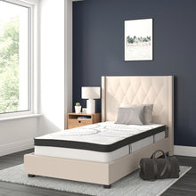 Load image into Gallery viewer, Twin Size Tufted Upholstered Platform Bed in Beige Fabric