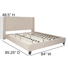 Load image into Gallery viewer, King Size Tufted Upholstered Platform Bed in Beige Fabric