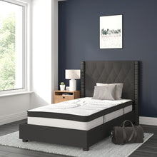 Load image into Gallery viewer, Twin Size Tufted Upholstered Platform Bed in Black Fabric
