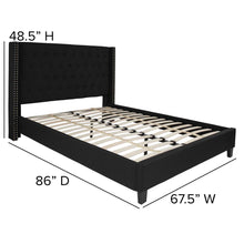 Load image into Gallery viewer, Queen Size Tufted Upholstered Platform Bed in Black Fabric