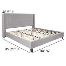 Load image into Gallery viewer, King Size Tufted Upholstered Platform Bed in Light Gray Fabric
