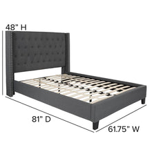 Load image into Gallery viewer, Full Size Tufted Upholstered Platform Bed in Dark Gray Fabric