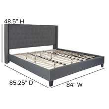 Load image into Gallery viewer, King Size Tufted Upholstered Platform Bed in Dark Gray Fabric