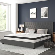 Load image into Gallery viewer, King Size Tufted Upholstered Platform Bed in Dark Gray Fabric