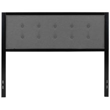 Load image into Gallery viewer, Metal Tufted Upholstered Queen Size Headboard in Dark Gray Fabric
