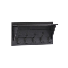 Load image into Gallery viewer, Rustic 24" Wall Mount Storage Shelf with 5 Hanging Hooks