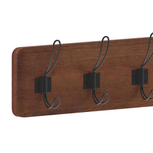 Load image into Gallery viewer, Rustic 34" Wall Mount Storage Rack with 7 Hanging Hooks