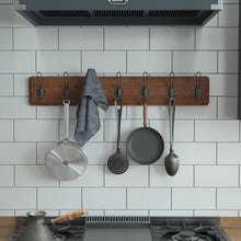 Load image into Gallery viewer, Rustic 34" Wall Mount Storage Rack with 7 Hanging Hooks