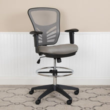 Load image into Gallery viewer, Mid-Back Light Gray Mesh Drafting Chair and Black Frame