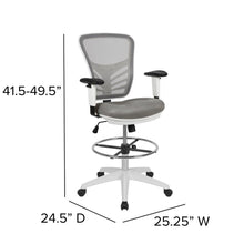 Load image into Gallery viewer, Mid-Back Light Gray Mesh Drafting Chair and White Frame