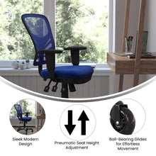 Load image into Gallery viewer, Mid-Back Blue Mesh Multifunction Executive Swivel Office Chair and Roller Wheels