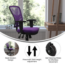 Load image into Gallery viewer, Mid-Back Purple Mesh Multifunction Executive Swivel Office Chair