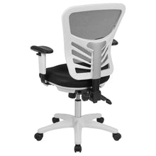 Load image into Gallery viewer, Mid-Back Black Mesh Multifunction Executive Swivel Office Chair and White Frame