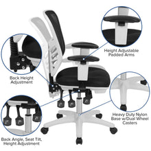Load image into Gallery viewer, Mid-Back Black Mesh Multifunction Executive Swivel Office Chair and White Frame