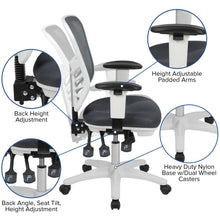 Load image into Gallery viewer, Mid-Back Dark Gray Mesh Swivel Office Chair and White Frame