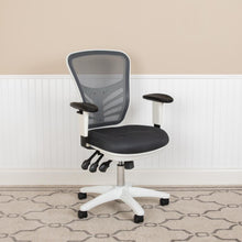 Load image into Gallery viewer, Mid-Back Dark Gray Mesh Swivel Office Chair and White Frame