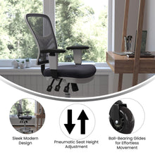 Load image into Gallery viewer, Mid-Back Dark Gray Mesh Multifunction Executive Chair and White Frame