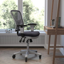 Load image into Gallery viewer, Mid-Back Dark Gray Mesh Multifunction Executive Chair and White Frame