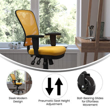 Load image into Gallery viewer, Mid-Back Yellow-Orange Mesh Multifunction Executive Swivel Office Chair
