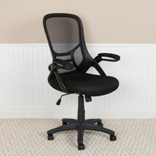 Load image into Gallery viewer, High Back Black Mesh Swivel Office Chair with Black Frame and Flip-up Arms