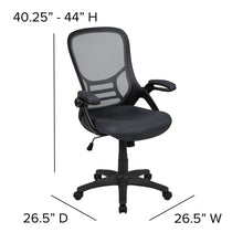 Load image into Gallery viewer, High Back Dark Gray Mesh Swivel Office Chair with Black Frame and Flip-up Arms