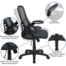 Load image into Gallery viewer, High Back Dark Gray Mesh Swivel Office Chair with Black Frame and Flip-up Arms