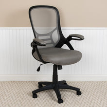 Load image into Gallery viewer, High Back Light Gray Mesh Swivel Office Chair with Black Frame and Flip-up Arms