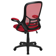 Load image into Gallery viewer, High Back Red Mesh Swivel Office Chair with Black Frame and Flip-up Arms