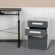 Load image into Gallery viewer, 3-Drawer Mobile Locking Filing Cabinet, White with Charcoal Faceplate