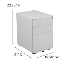 Load image into Gallery viewer, 3-Drawer Mobile Locking Filing Cabinet with Anti-Tilt Mechanism, White