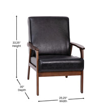 Load image into Gallery viewer, Upholstered Arm Chair with Walnut Finished Wooden Frame and Arms in Black