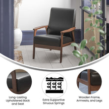 Load image into Gallery viewer, Upholstered Arm Chair with Walnut Finished Wooden Frame and Arms in Black